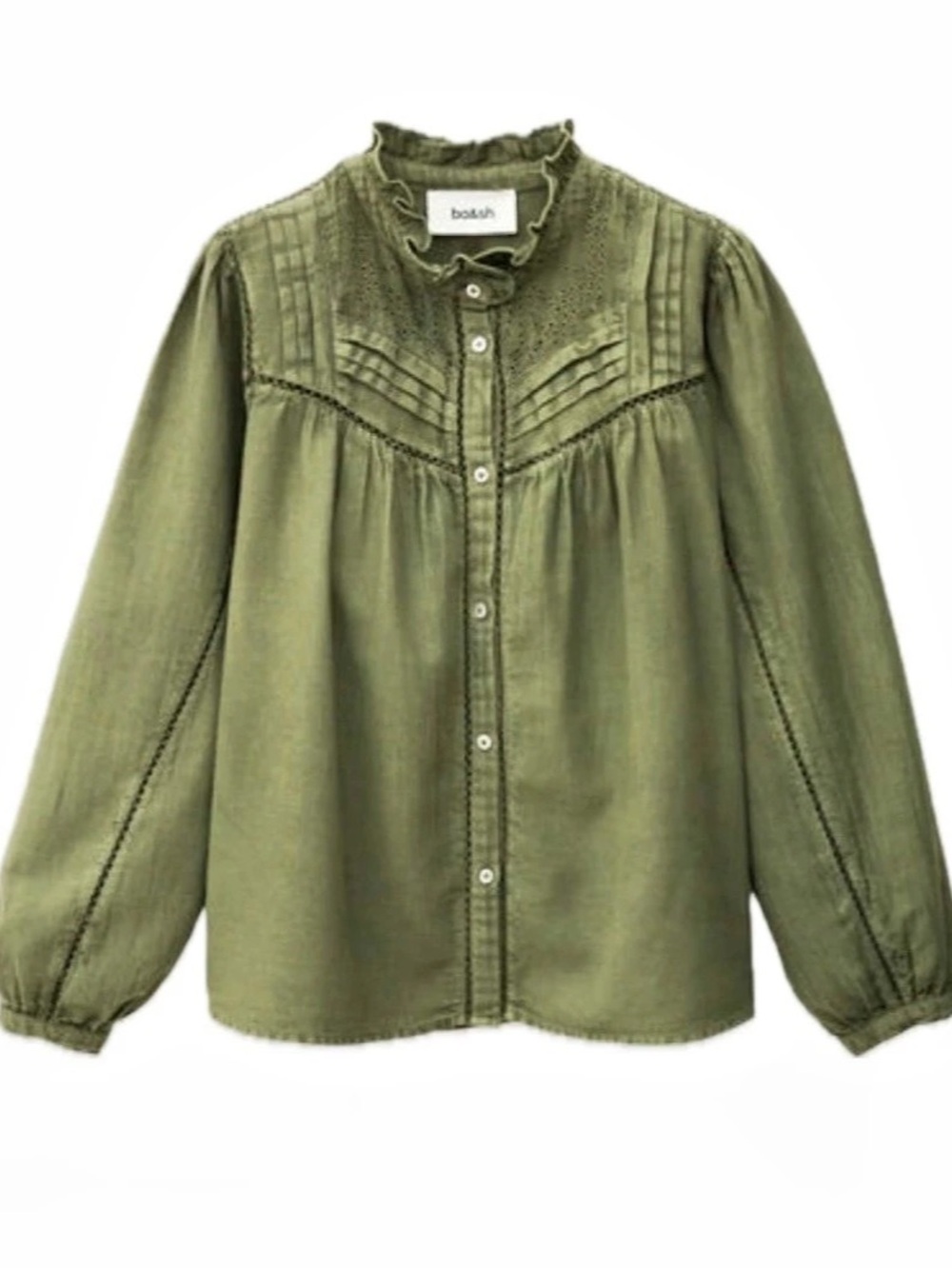 Ba&sh Gilda Olive Button Front Blouse